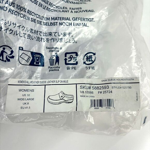 Lands' End Women 10M Gray Leather Suede Houndstooth All Weather Slip-On Mule NIP - Picture 9 of 9